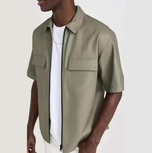 เสื้อหนังแท้ยูนิเซ็กซ์สุดหรู หนังแกะพรีเมียม เสื้อเชิ้ตหนังลำลองติดกระดุม ผู้ผลิต OEM ขายส่งจากโรงงาน - Product Image 2