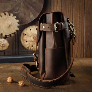 Bolso de Cuero Antiarrugas de Secado Rápido para Hombre, Bolsos Cruzados de Negocios, Bolsos de Hombro Resistentes al Viento, Maletín de Cuero para Portátil de Oficina - Product Image 3