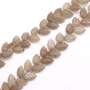 Cuentas de Piedra Lunar Gris AAA en Forma de Hoja, Cuentas de Piedra Lunar Naturales Talladas a Mano de 10-11 mm para la Fabricación de Joyas y Accesorios - Product Image 3