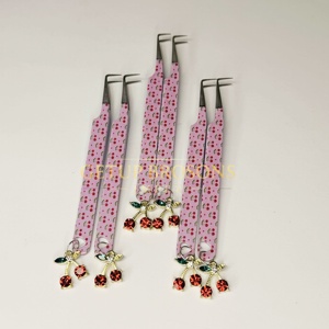 Ensemble de pinces à cils Cherry Design, rose, en acier inoxydable, applicateur professionnel pour cils, kit d'outils de beauté, antistatique - Product Image 3