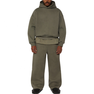 Survêtement unisexe personnalisé en molleton bouclette avec fermeture éclair, ensemble de luxe vierge pour homme, sweat à capuche et pantalon de survêtement avec fermeture éclair, FABRIQUÉ PAR BS - Product Image 1
