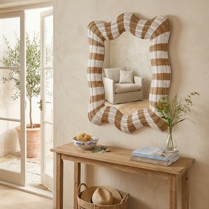 Handwoven Rattan Wall <b>Mirror</b> Rustic Boho Scalloped <b>Mirror</b> for Bedroom Living Room Natural Home Decoration made in Vietnam - Product Image 3