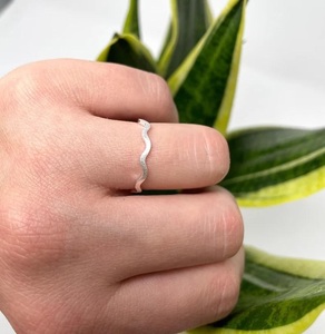 925 Sterling <b>Silver</b> Adjustable <b>Wave</b> <b>Ring</b> Handmade Minimalist Boho Open Band Jewelry for Women - Product Image 4