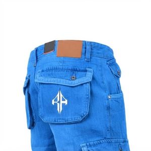Pantalones Cortos de Mezclilla para Hombre, de Alta Calidad, con Estampado de Serigrafía, Estilo Jeans, de Pierna Ancha, Material Spandex/Poliéster - Product Image 3