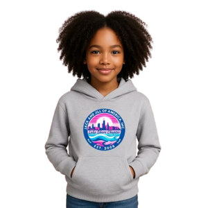 Sweat à capuche graphique Heather Grey pour filles, pull décontracté à manches longues, streetwear quotidien, vêtement confortable pour un style de vie actif - Product Image 1