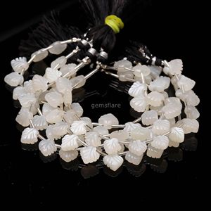 Perles de pierre de lune blanche AAA en forme de feuille, sculptées à la main, pour la fabrication de bijoux, taille 10-11MM, brin de 8 pouces - Product Image 4