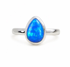 <b>Blue</b> <b>Opal</b> 925 Sterling Silver <b>Ring</b> Handmade Pear Shape Gemstone <b>Ring</b> December Birthstone Fine Jewelry Gift for Women - Product Image 1