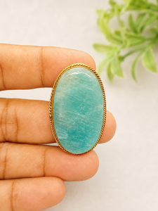 Colgante de latón con ranura de amazonita natural al por mayor |   Joyería de Piedras Preciosas Chapada en Oro Hecha a Mano |   Fabricante OEM ODM - Product Image 1