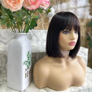 Grado 12A Virgen Peruano Remy Cabello Pegamento Menos Judío Kosher Seda Top Pelucas Estilo Bob Peluca de explosión corta Cabello humano - Product Image 2