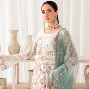 Ramsha Vol R-10 Designers pakistanais trois pièces en mousseline de soie brodée costumes femmes fête porter des robes Panjabi - Product Image 3