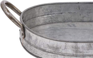 Plateau en métal galvanisé ovale moderne avec techniques artisanales Plateaux décoratifs avec poignées - Product Image 4