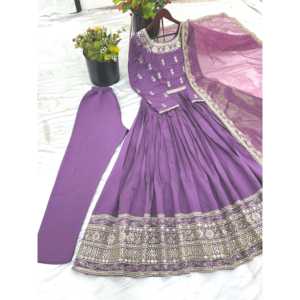 Vestido de Noche con Bordado Completo y Lentejuelas, con Pantalón y Dupatta para Fiestas - Product Image 5