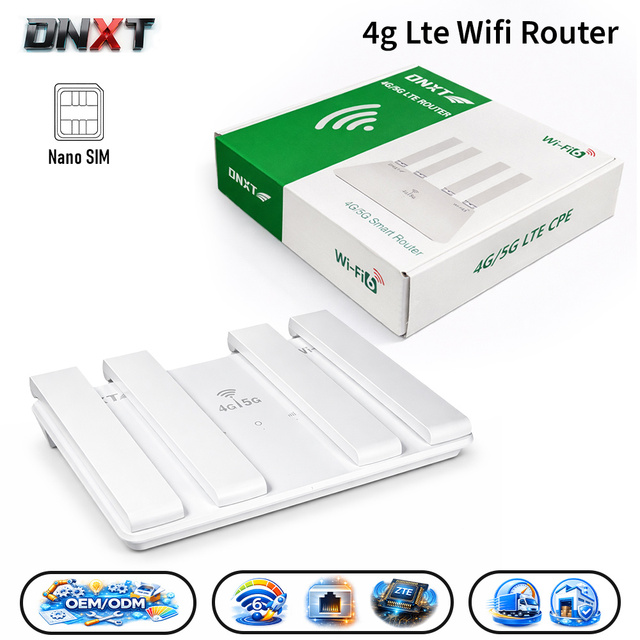 DNXT Modem 4g Lte Carte Sim WiFi6 4g Modem with Sim Card WAN/LAN Wifi Router How Much AP Mode Routeur 4g Sans Fil Office Use