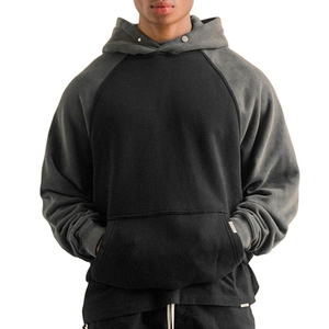 Sweat à capuche en molleton noir pour homme, 100% coton, anti-plis, coupe ample, style streetwear décontracté - Product Image 1