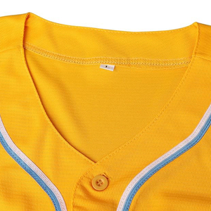 Unisex Yellow Baseball Jersey Short Sleeve Button <b>Down</b> Breathable Polyester Sport Top Adult Regular Fit - Product Image 5