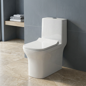 WC monobloc moderne en céramique noir et or, cuvette allongée, double chasse, sanitaires pour le marché du Moyen-Orient - Product Image 3