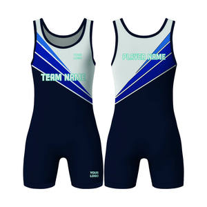 Combinaison de lutte pour hommes de haute qualité, extensible, légère, respirante, à séchage rapide, en spandex/polyester, avec logo personnalisable sur le devant - Pas cher - Product Image 1