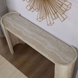 Mesa Consola de Diseño Moderno de 53.15 Pulgadas con Patrón de Mármol Faux MARS, Mesa Consola Estrecha para Entrada o Sala de Estar, Mesa Delgada para Sofá de MDF - Product Image 4