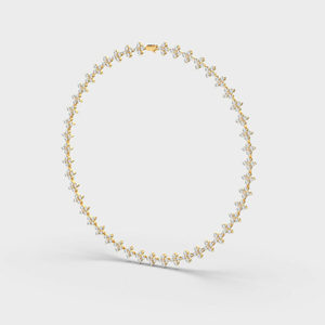 Collier tennis vintage pour femme avec diamants de laboratoire 12 carats taille brillant, couleur abricot |   Pierre centrale en or 14 carats certifiée IGI - Product Image 2