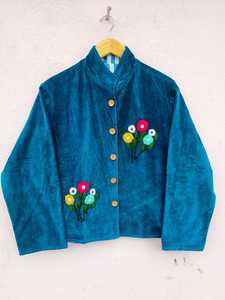 Hand Embroidered Velvet Suzani Jacket <b>Boho</b> Floral Winter Coat Velvet Suzani Jacket - Product Image 5