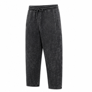 Pantalones Jogger de Felpa con Lavado Ácido y Cintura Alta, Estilo Vintage, Corte Relajado, Ropa Casual Urbana Unisex, Proveedor Mayorista de Ropa - Product Image 1