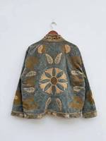 Blouson Bomber en Velours à Manches Longues avec Broderie Florale Faite Main, Faible MOQ, Prix Usine pour Femme Hiver
