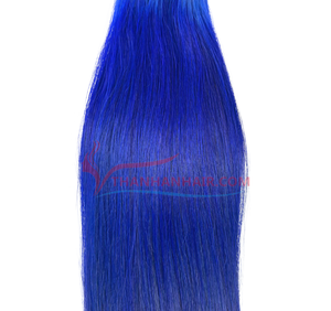 Extensiones de cabello humano natural dibujado doble virgen de pelo liso de hueso de color azul claro - Product Image 3