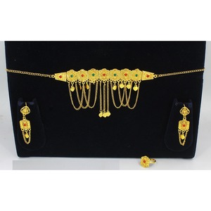 Martasha designer islamique ramadan spécial plaqué or EAU bijoux spécial dubaï collier boucle d'oreille ensemble Hilal Khannaki - Product Image 6