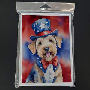 Whimsical A7 tamaño 5x7 tarjetas de notas en blanco Wheaten Terrier patriótico tarjeta de felicitación americana paquete 8 incluye sobres - Product Image 3