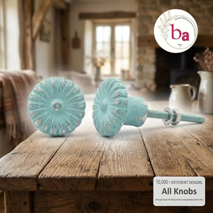Ba Modern Style Cast Iron Adjustable <b>Cabinet</b> Knob Round Turquoise Blue Durable Furniture Handle for <b>Kitchen</b> Bedroom Home Bar - Product Image 1