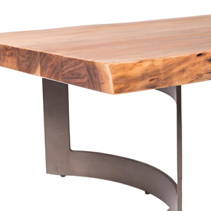 Mesa de Centro de Madera de Acacia con Borde Natural, Diseño Moderno Premium Hecho a Mano, con Patas Metálicas Plegables, de Lujo para Sala de Estar - Product Image 6