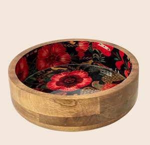 Tazón de Madera para Servir Ensaladas, Hecho a Mano, Moderno y de Lujo, con Diseño Floral Esmaltado, Ecológico, Apto para Lavavajillas, Personalizable - Product Image 2
