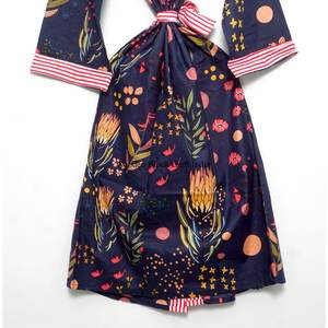ชุดกิโมโนผ้าฝ้ายแท้ 100% ชุดกิโมโนผ้าฝ้ายพิมพ์ลายดอกไม้ด้วยมือ ชุดคลุมอาบน้ำกิโมโนผ้าฝ้าย พร้อมเข็มขัด ราคาขายส่ง - Product Image 6