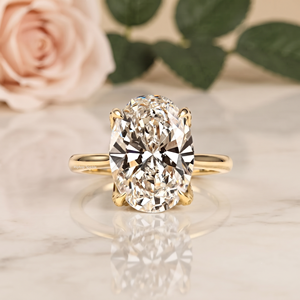 925 Sterling <b>Silver</b> Oval Cut Moissanite <b>Ring</b> 18K Gold Plated Prong Setting <b>Solitaire</b> Design VVS Stone Luxury Engagement Wedding - Product Image 1