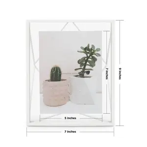 Metal Wire & Clear Glass Desk Photo Frame With White Powder Coating Finishing Simple Design Premium Quality For Home Decoration