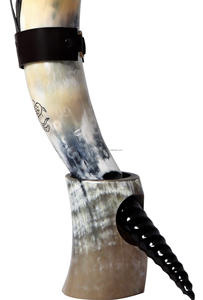 Support de corne à boire Viking Antique fait à la main Feng Shui conception d'ange taille personnalisée technique polie artisanat naturel inde - Product Image 3
