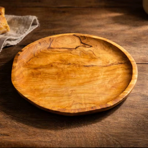 Olive Wood Polished Classic Round Dinner Plate with Customized Logo Packing <b>for</b> <b>Small</b> Appetizers Party Use - Product Image 6
