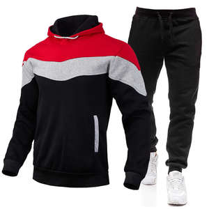 Survêtement noir personnalisé, jogging, sweat-shirt chaud et doux, en coton, gris, pour hommes - Product Image 4