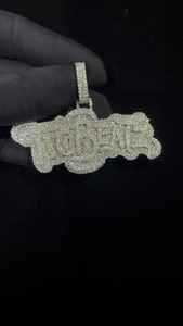 Pendentif personnalisé Hip Hop pour homme en argent sterling 925 avec lettres, chiffres, nom, initiale ou logo, serti de diamants Moissanite VVS - Product Image 2