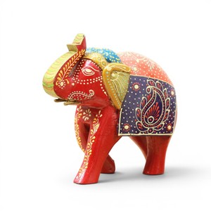 Handcrafted Painted Wooden <b>Elephant</b> Figurine | Traditional Hand-Painted Decorative <b>Elephant</b> Showpiece for Home <b>Decor</b> - Product Image 2