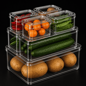 Reusable <b>Clear</b> Organizer Bins for Fridge Storage, Drawer Sorting & Shelf Arrangement - Product Image 1