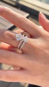Anillo de Moissanita de 2 Quilates con Corte Princesa y Redondo, Estilo Corona, Plata 925 Original, Regalo de Boda para Fiestas y Eventos - Product Image 3