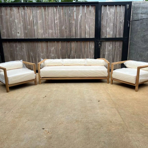 Conjunto de Sofás para Exteriores Caira, Duradero, con Tela Resistente a la Intemperie, Madera de Teca, Diseño Seccional, Muebles Minimalistas Resistentes - Product Image 4