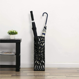 Creative Matte Black Metal Modern Powder Coated High Quality Umbrella Holder Indoor Stand 4 <b>S</b>-<b>Hooks</b> Home Office Organizer Rack - Product Image 5