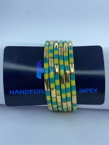 Unique Resin and Brass <b>Bangle</b> with Elephant and Camel Inlay - Ethnic <b>Indian</b> Animal Motif Inlaid Jewelry Handcrafted Mosaic Style - Product Image 3