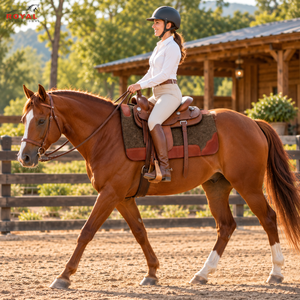 Tapis de selle western en feutre marron |   Couverture de selle de cheval avec panneaux en cuir marron et feutre texturé durable pour l'équipement d'équitation western - Product Image 4