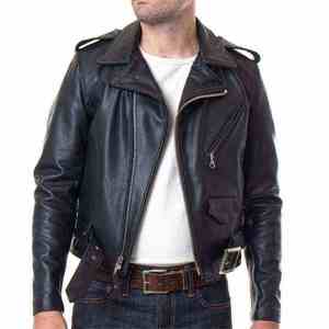 Chaqueta de Cuero Negra Clásica para Hombre, Chaqueta de Motociclista de Cuero Vacuno Auténtico con Cierre de Cremallera y Bolsillos Elegantes - Product Image 4
