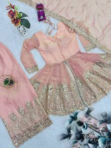 NiMa Creations Ethnic Indian Women's Traditional 3-<b>Piece</b> Heavy <b>Two</b> Tone Fandy Silk Embroidered Salwar Kameez <b>Set</b> for Wedding - Product Image 5