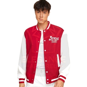 Los hombres usan letras gráficas a rayas Trim Color Block Oversized OEM ODM Service Nueva llegada Custom College Baseball Varsity Jackets - Product Image 3