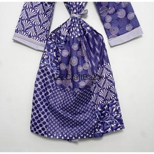 Bata Kimono Maxi de Algodón Puro con Rayas Frontales y Estampado de Bloques, Cuello en V, Ecológica, Lavable, Suave, Estilo Bohemio, para Playa de Verano - Product Image 6